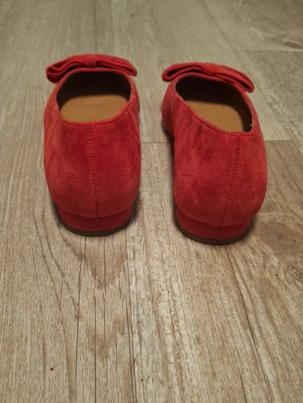 Talbots Red Suede Pointed Toe Flats with Bow